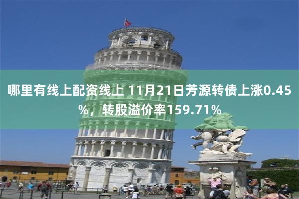 哪里有线上配资线上 11月21日芳源转债上涨0.45%，转股溢价率159.71%