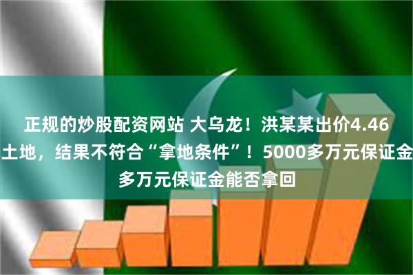 正规的炒股配资网站 大乌龙！洪某某出价4.46亿元竞拍土地，结果不符合“拿地条件”！5000多万元保证金能否拿回