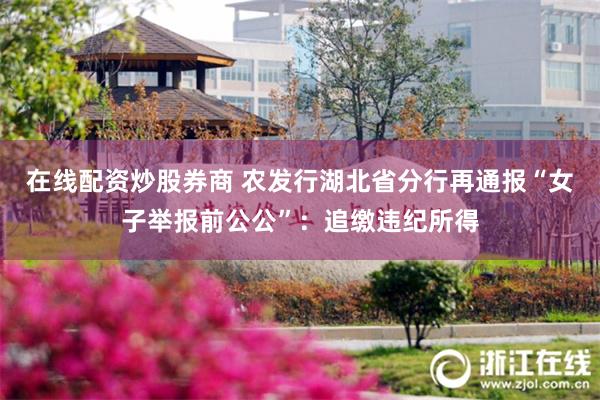 在线配资炒股券商 农发行湖北省分行再通报“女子举报前公公”：追缴违纪所得