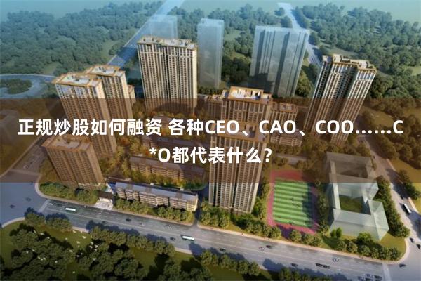 正规炒股如何融资 各种CEO、CAO、COO......C*O都代表什么？