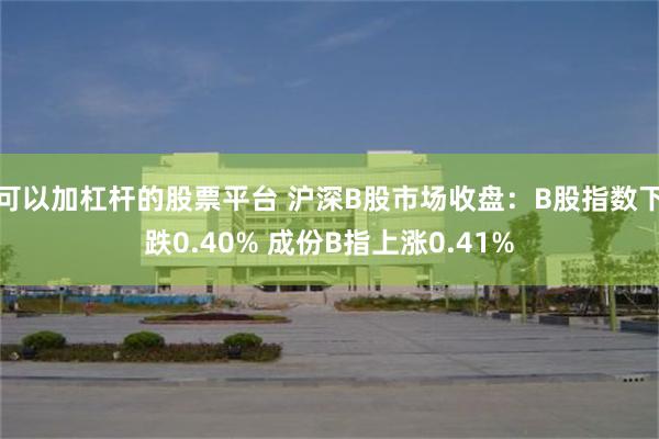 可以加杠杆的股票平台 沪深B股市场收盘：B股指数下跌0.40% 成份B指上涨0.41%